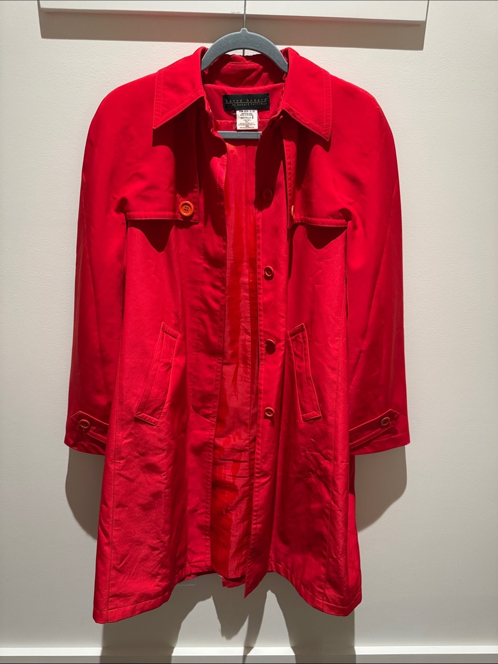 Vintage Harvé Benard Cherry Red Trench Coat 🍒